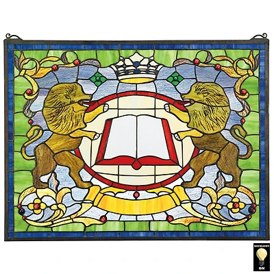 Design Toscano 25" Lion Coat of Arms Stained Glass Window