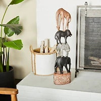 Multi Polystone Traditional Animals Sculpture 33" x 8" x 5"