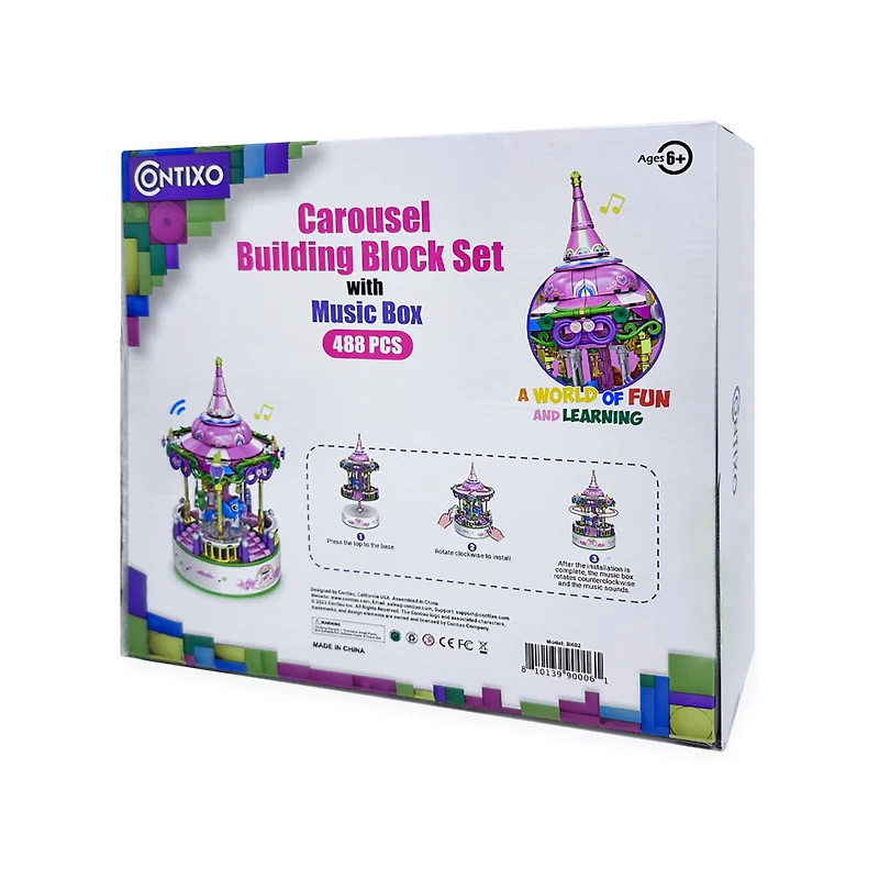 Contixo BK02 Carousel Building Block with Music Box Set