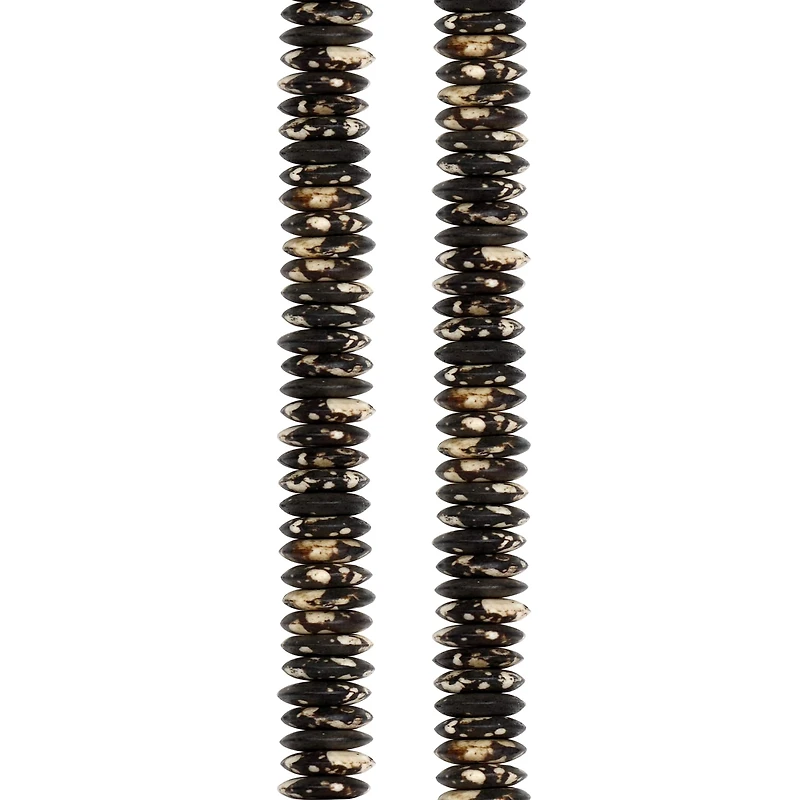 Brown & White Spotted Bone Rondelle Beads by Bead Landing®