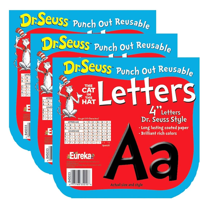 Eureka Dr. Seuss™ Black Deco 4" Letters, 217 Per Pack, 3 Packs