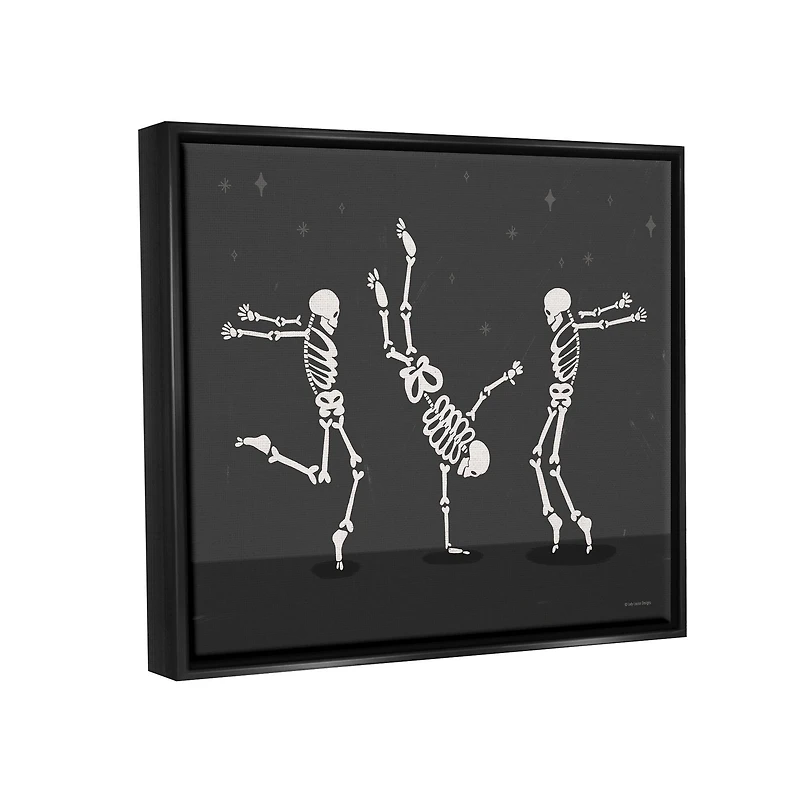 Stupell Industries Three Dancing Skeletons Framed Floater Canvas Wall Art