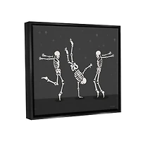 Stupell Industries Three Dancing Skeletons Framed Floater Canvas Wall Art