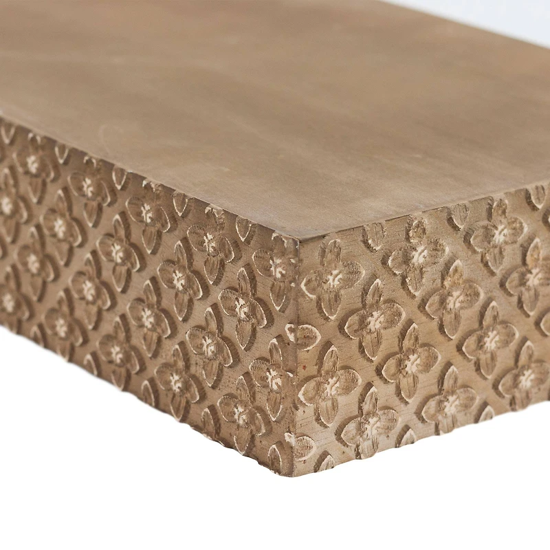 Natural Rustic Embossed Wood Floating Wall Shelf