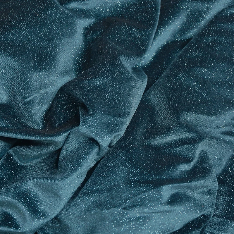 Feldman Emerald Sparkle Stretch Velvet Fabric