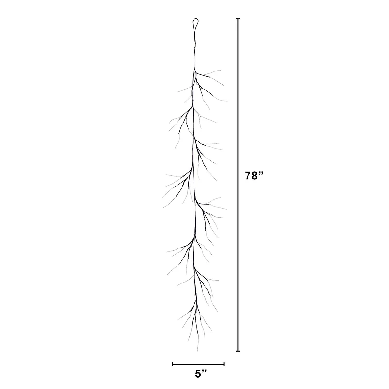 6.5ft. Pre-Lit Artificial Halloween Black Twig Garland with 48 Purple LED Lights