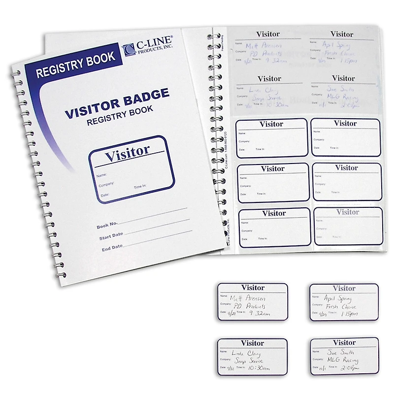C-Line® Visitor Badges with Registry Log