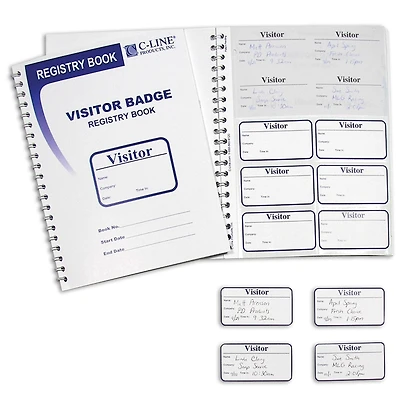 C-Line® Visitor Badges with Registry Log