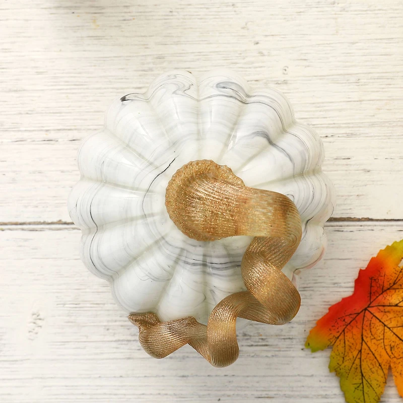 Glitzhome® Small Marble Glass Pumpkin, Gray