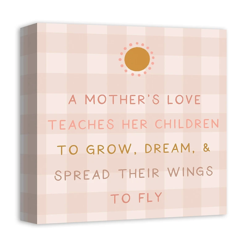 A Mother's Love Pink Check Canvas Wall Art