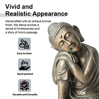 Glitzhome® 18" Faux Bronze Resting Buddha Garden Statue