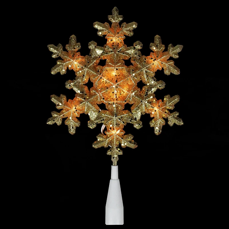 9" Gold Lighted Snowflake Christmas Tree Topper