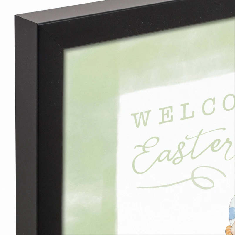 Welcome Easter Gnome 12" x 12" Black Floating Framed Canvas