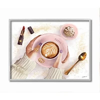 Stupell Industries Women's Glam Fashion Coffee Latte Art Designer Brand Framed Wall Art