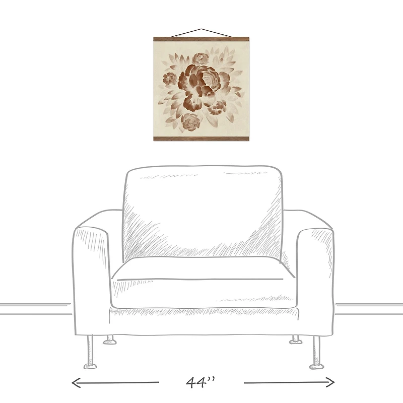 Terracotta Flower Teak Hanging Canvas