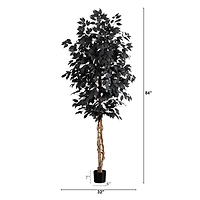 7ft. Artificial Halloween Black Ficus Tree with Natural Trunk