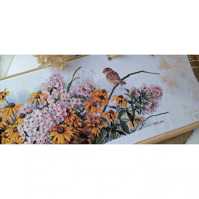 Merejka Black-Eyed Susans & Phlox Counted Cross Stitch Kit