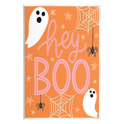 Stupell Industries Hey Boo Orange Halloween Ghosts Wall Plaque Art
