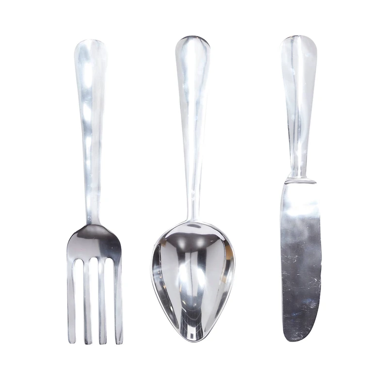 Silver Aluminum Utensil Wall Décor Set