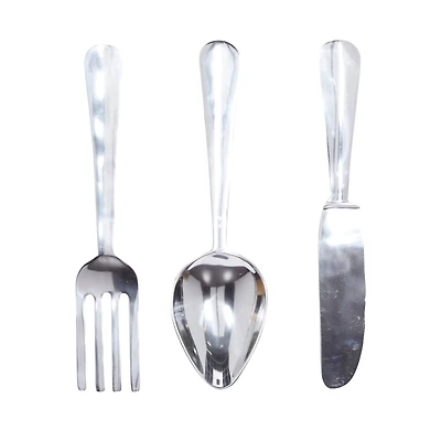 Silver Aluminum Utensil Wall Décor Set