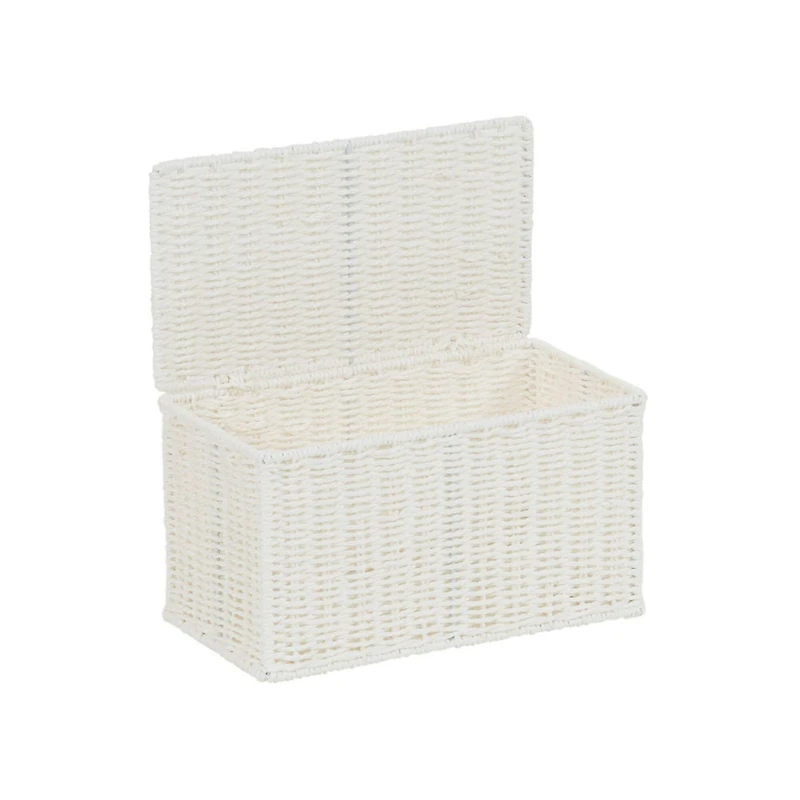 Household Essentials Small White Wicker Basket with Lid