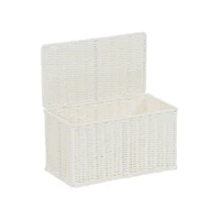 Household Essentials Small White Wicker Basket with Lid