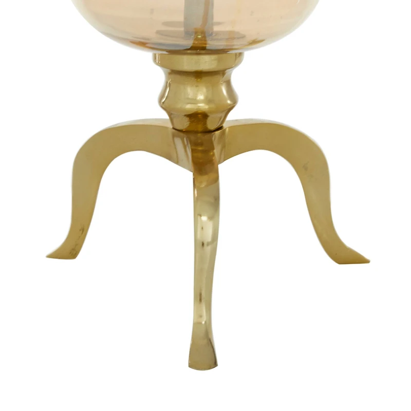 19" Gold Aluminum & Glass Traditional Candlestick Holder