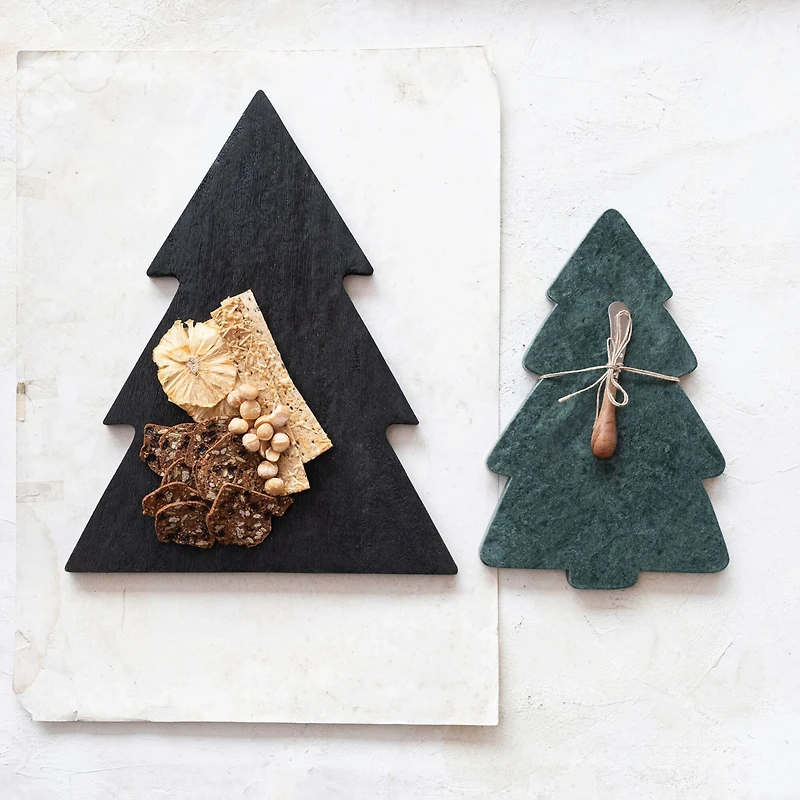 Hello Honey® 14" Marble Tree Shaped Cheese & Cutting Board with Canape Knife