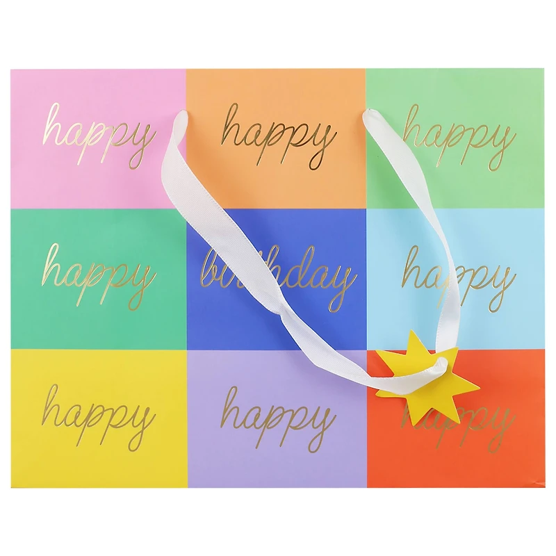 Medium Vogue Check Happy Birthday Gift Bag by Celebrate It™