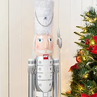 Glitzhome® 42"H Wooden Christmas Silver Dressed Soldier Nutcracker