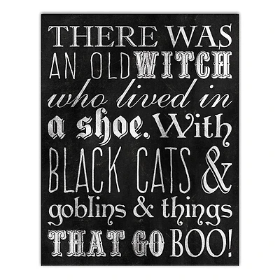 Black & White Old Witch Canvas Wall Art