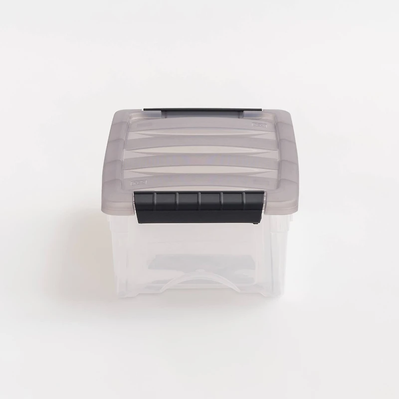 IRIS Stack & Pull Clear Plastic Storage Boxes with Gray Lid