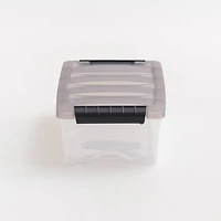 IRIS Stack & Pull Clear Plastic Storage Boxes with Gray Lid