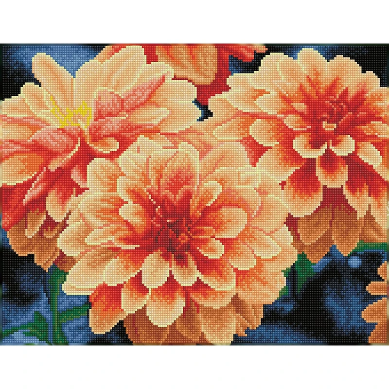 Diamond Dotz® Intermediate Peach Dahlias Pre-Framed Diamond Painting Kit