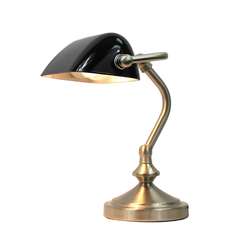 Simple Designs 9" Traditional Banker's Lamp with Glass Shade