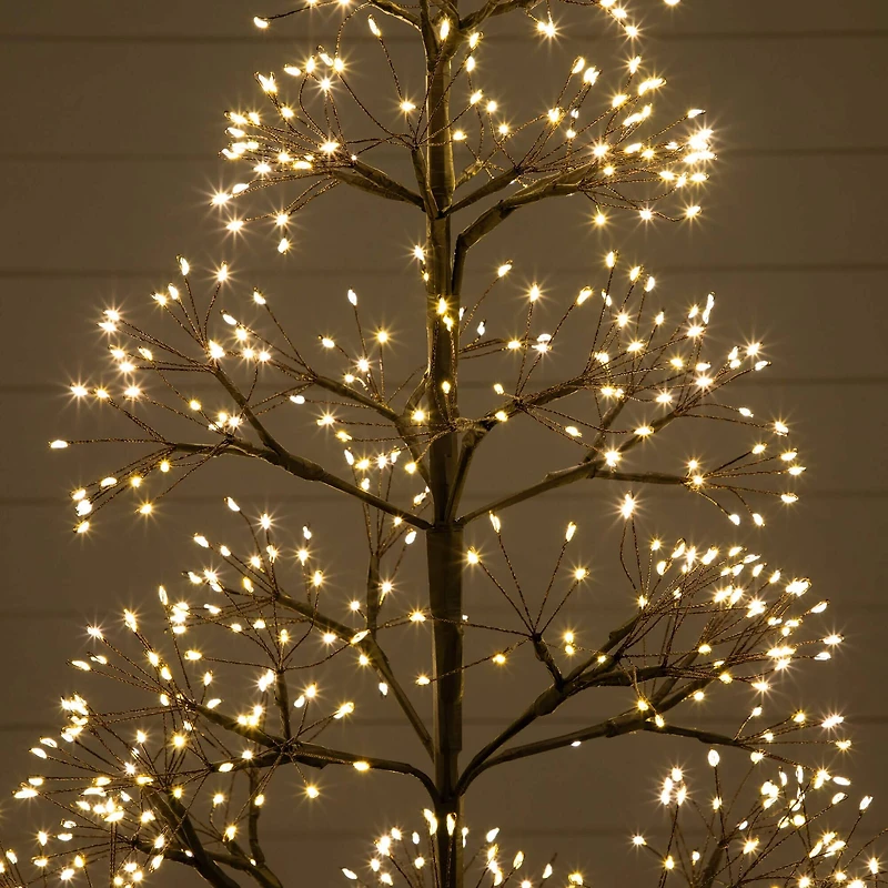 4ft. Pre-Lit Artificial Halloween Black Starburst Tree with 800 Fairy Warm White LED Lights