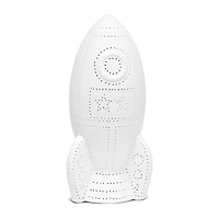 Simple Designs 6" White Porcelain Rocketship Table Lamp