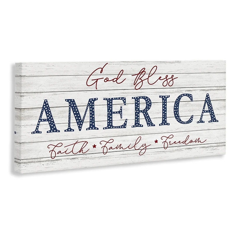 Stupell Industries God Bless America Faith Family Freedom Hanging Sign Canvas Wall Art