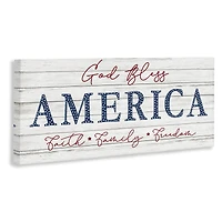 Stupell Industries God Bless America Faith Family Freedom Hanging Sign Canvas Wall Art