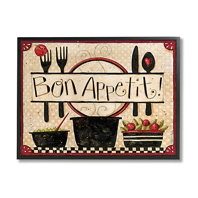 Stupell Industries Bon Appetit Vintage Kitchen Cooking Charm Framed Wall Art