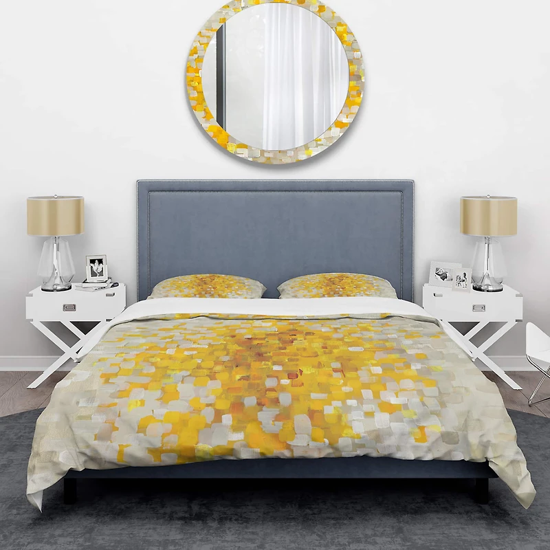 Designart 'Glam Yellow Explosion Blocks' Glam Bedding Set - Duvet Cover & Shams