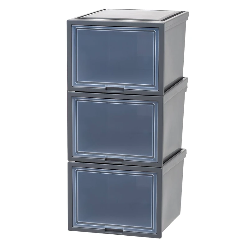 Iris® Gray Deep Box Chest With Sliding Door, 3 Pack