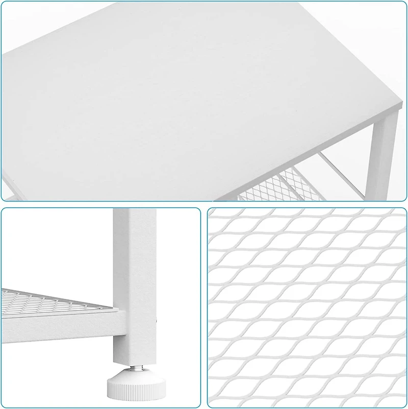 White Kitchen Storage 4-Tier Rolling Utility Cart