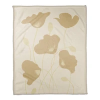 Simple Dusty Yellow Poppies Fleece Throw