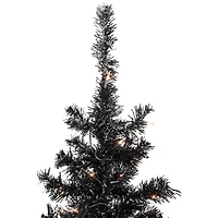 6ft. Pre-Lit Black Tinsel Artificial Christmas Tree, Clear Lights