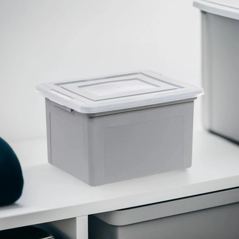 IRIS Gray & Clear 35qt. Snap Tight Plastic File Organizer Box With Lid