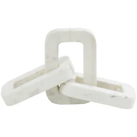 13.5" White Marble Geometric Chain Link Sculpture Décor