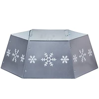 26.5" Silver Metal Hexagonal Christmas Snowflakes Tree Collar