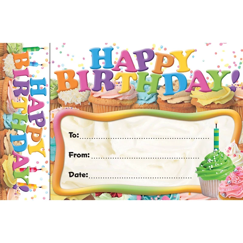 Edupress® Happy Birthday Cupcakes Bookmark Awards, 3 Packs of 30