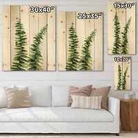 Designart - Fern Plant In Greenbotanical Detail - Tropical Print on Natural Pine Wood